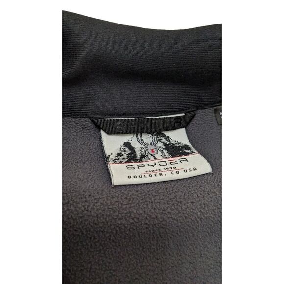 Spyder Sweater Jacket Medium Gray Black Outbound Blue Logo Quarter Zip - Picture 4 of 10